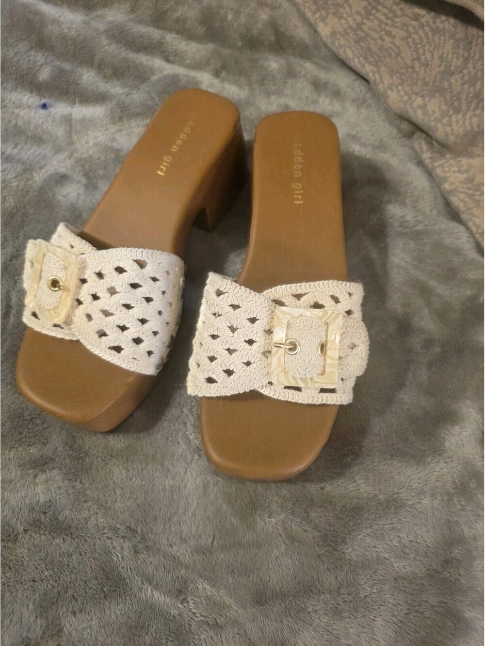 🤎 70s Boho Crochet Platform Clog Sandals